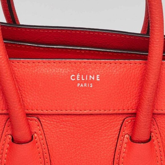 Celine Orange Pebbled Leather Micro Luggage Tote Bag - Picture 8 of 12
